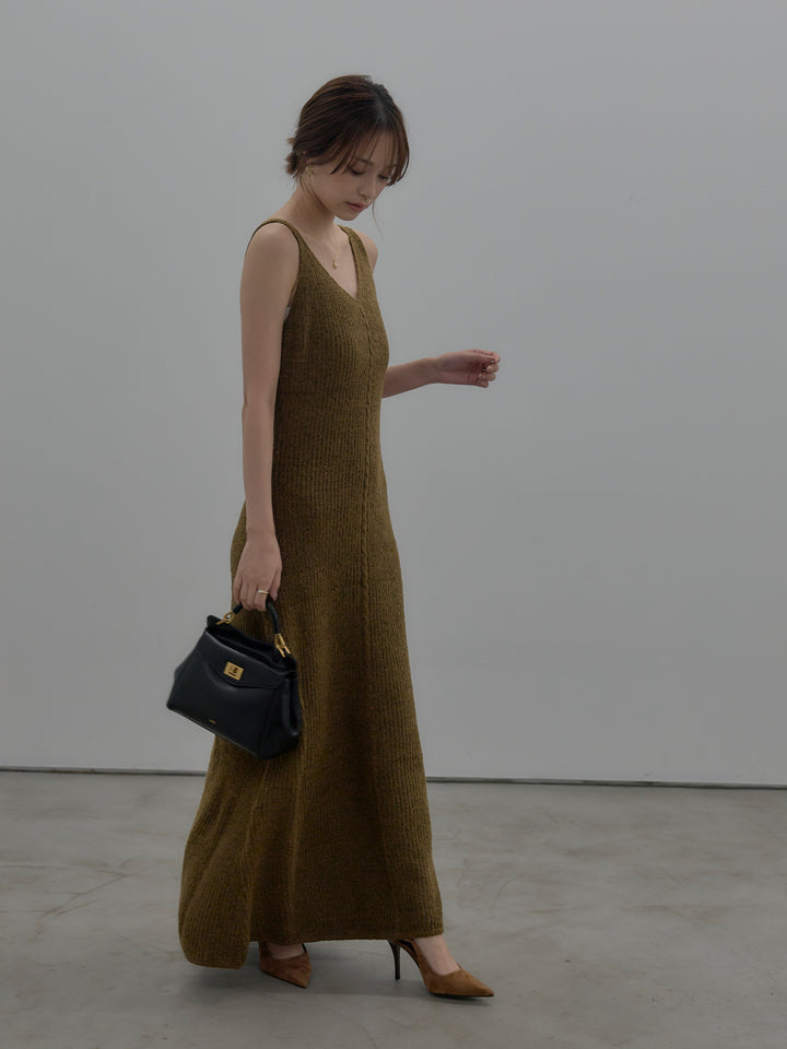 【SET】【Essential】オーバーサイズジャケットコート+リュクスリブニットロングドレス(2set)