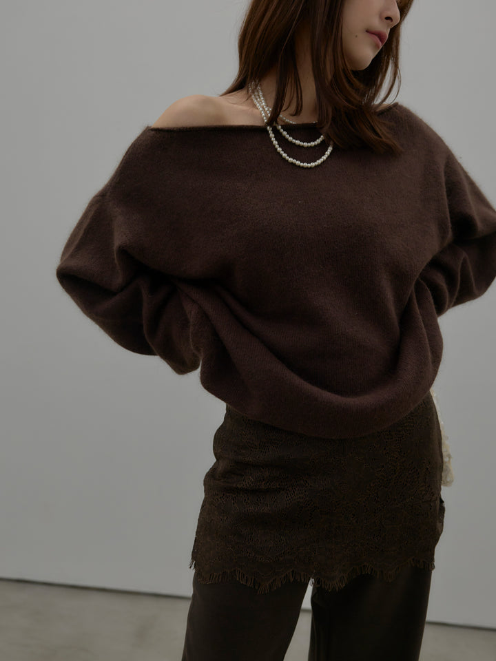 【premium touch】2wayショルダーニットプルオーバー