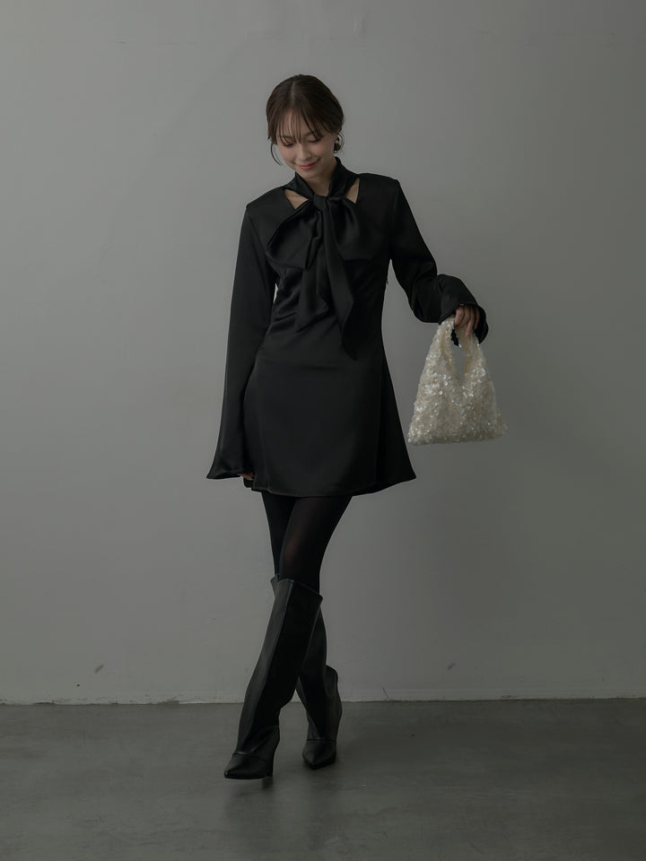 ボウタイサテンミニワンピース