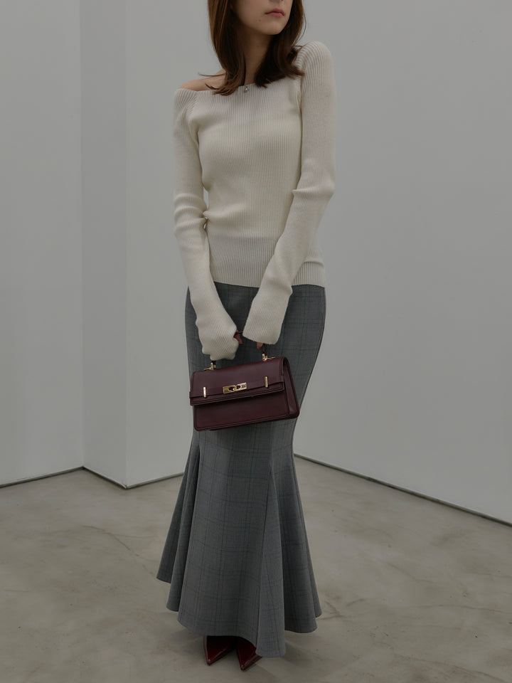 【SET】キルティングライナーウールミディアムコート+スクエアネックリブニット(2set)