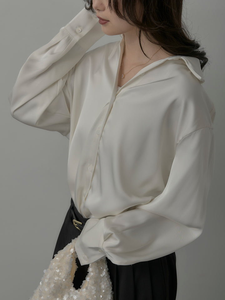 [予約]ケープ付きオーバーサテンシャツ
