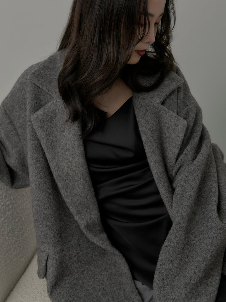 【SET】【Essential】オーバーサイズジャケットコート+【Essential】サテンドレープキャミワンピ(2set)