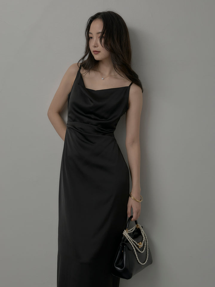 【Essential】サテンドレープキャミワンピ