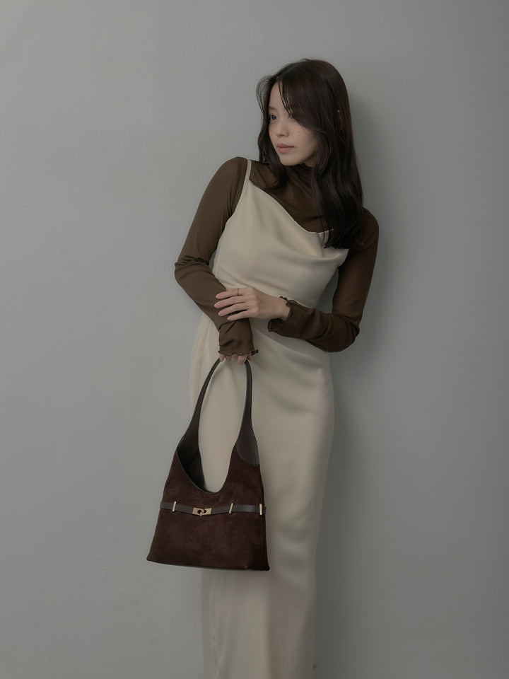 【SET】メロウフリルシアートップス+【Essential】サテンドレープキャミワンピ(2set)