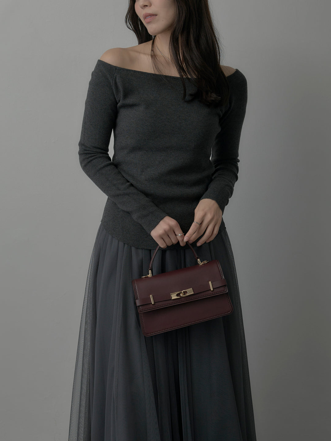 【SET】2wayリブニットポンチョトップス+ボリュームチュールスカート(2set)