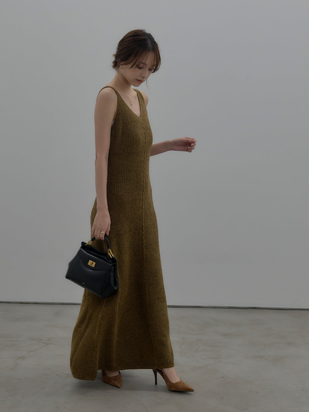 リュクスリブニットロングドレス
