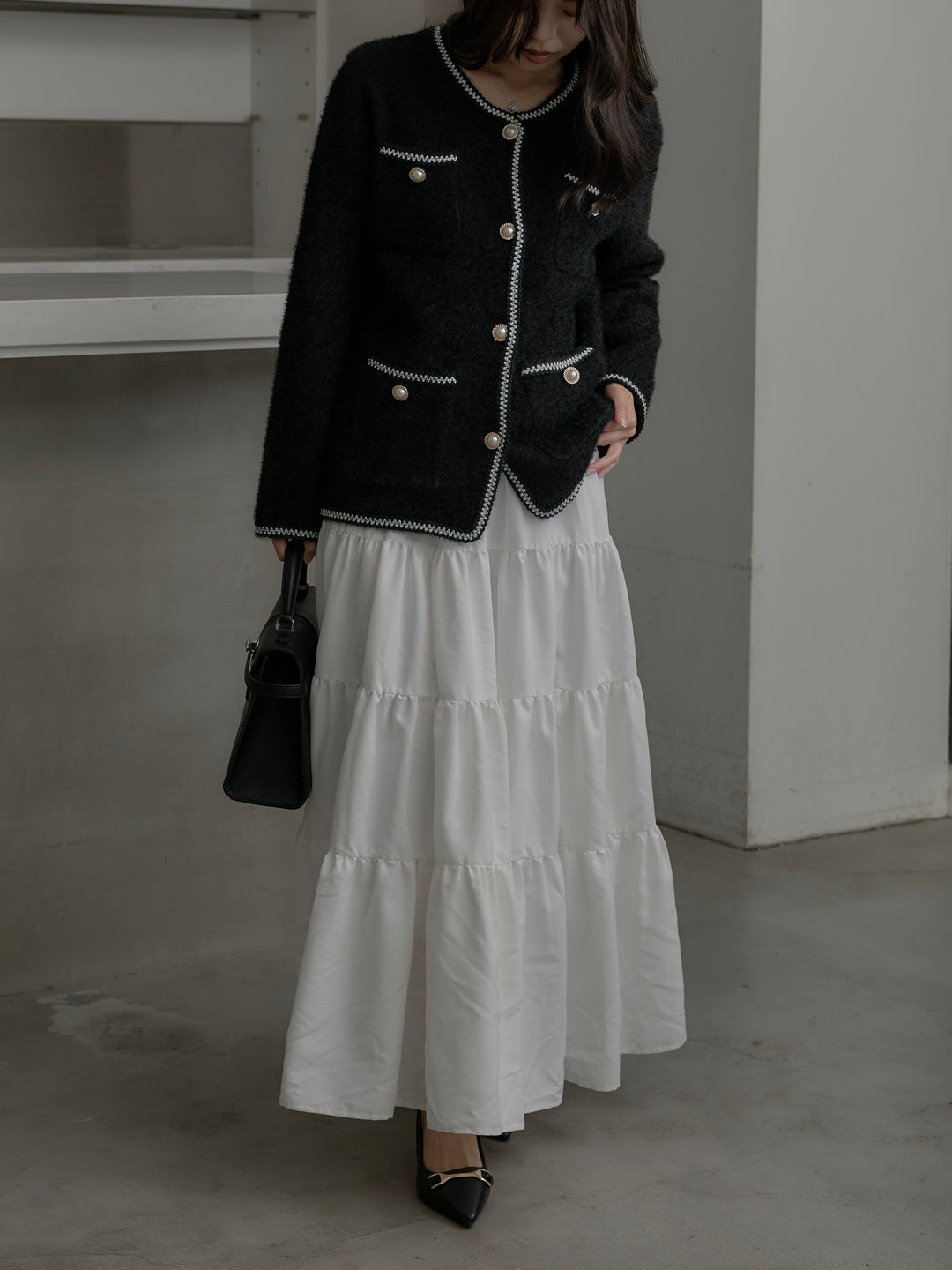 【Essential】ピーチスキンティアードスカート