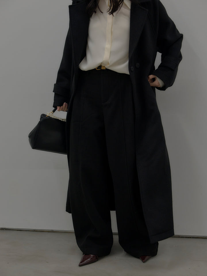 裏起毛センターシームタックワイドパンツ