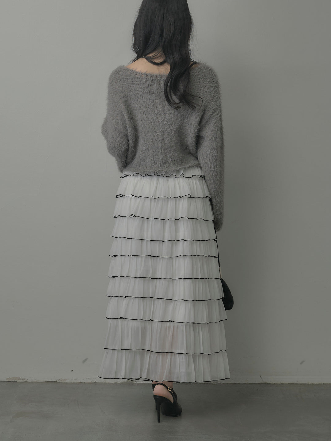 バイカラーフリルチュールスカート