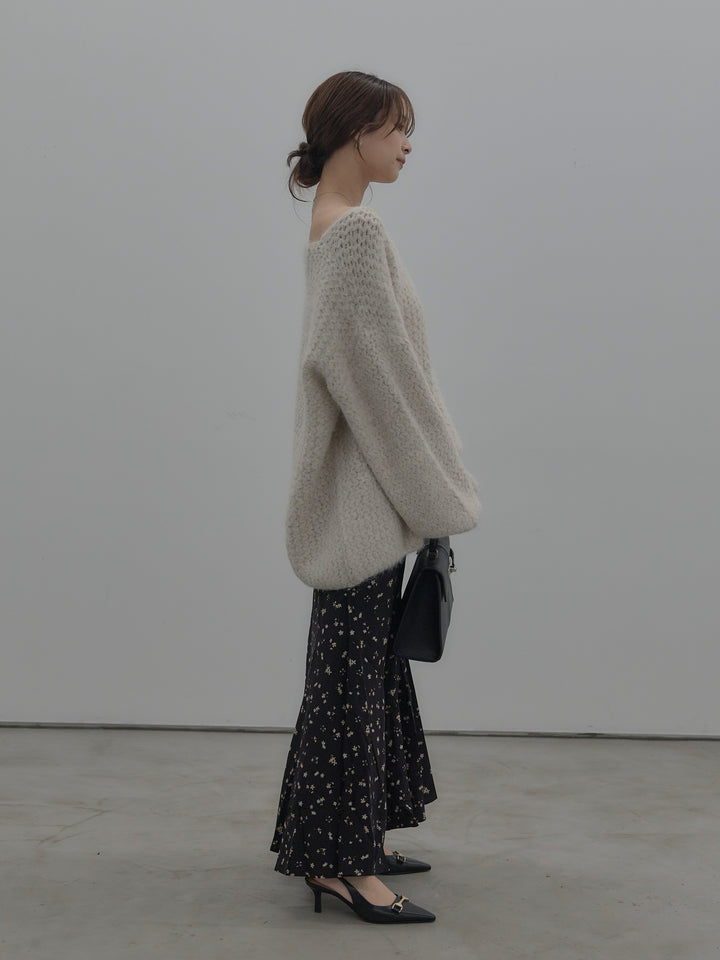 フラワーパターンマーメイドフレアスカート