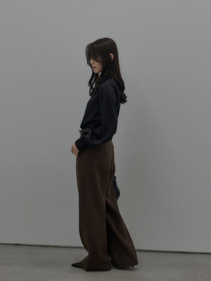 裏起毛デザインワイドパンツ