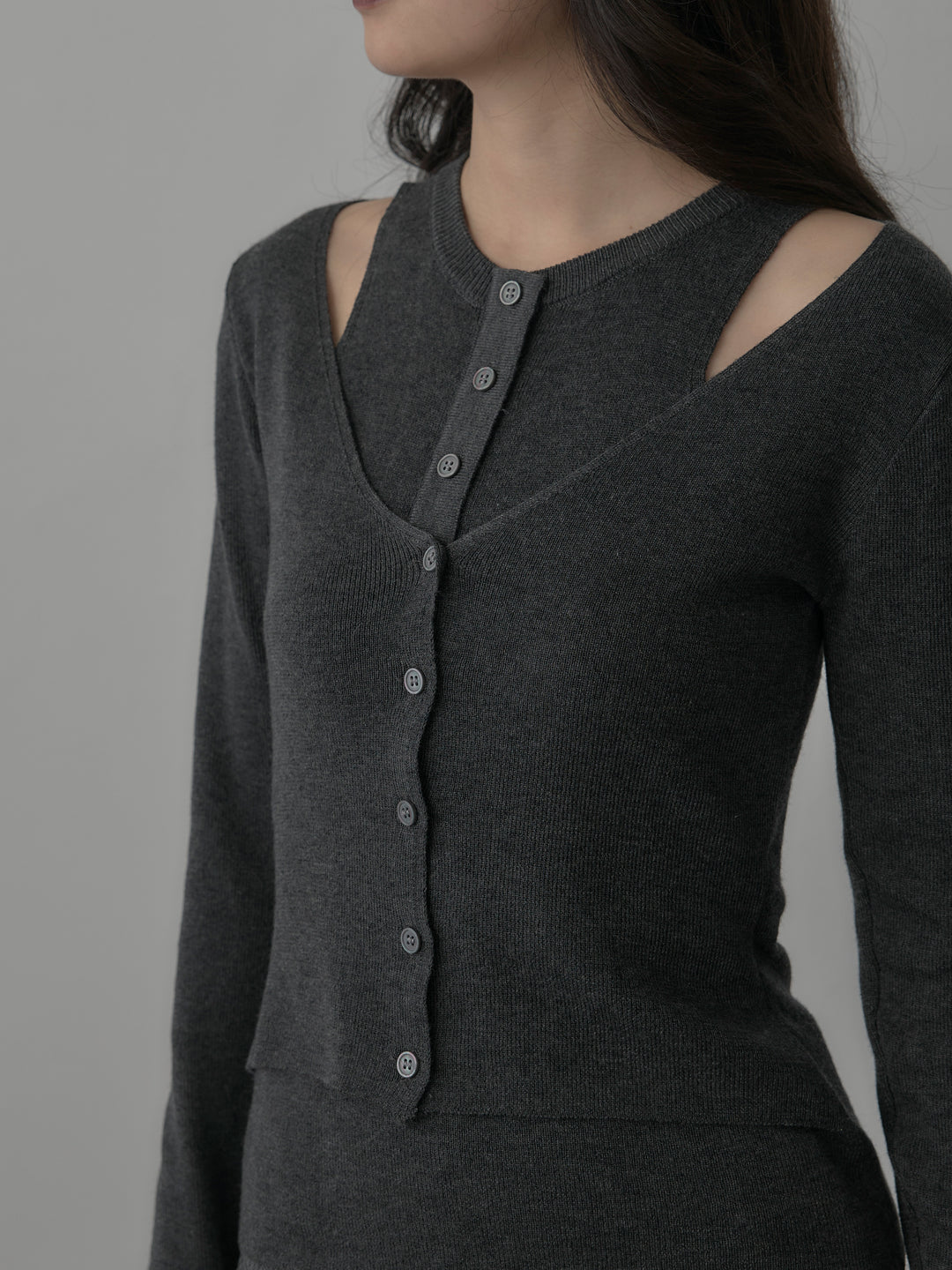 [予約]レイヤードデザインニットトップス