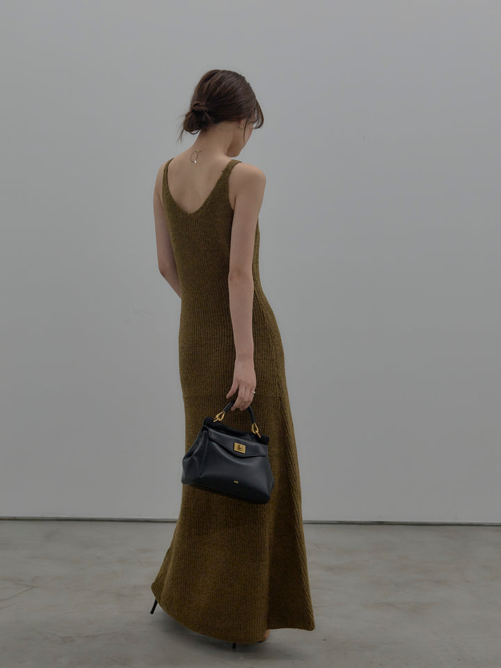 【SET】【Essential】オーバーサイズジャケットコート+リュクスリブニットロングドレス(2set)