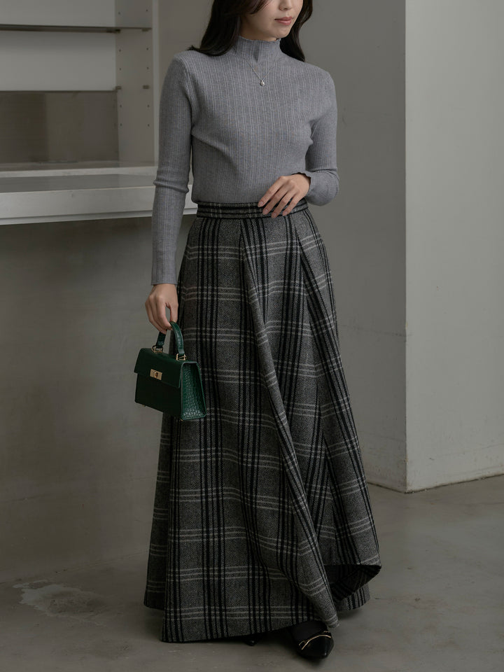 【Essential】クラシカルチェックウールタッチスカート