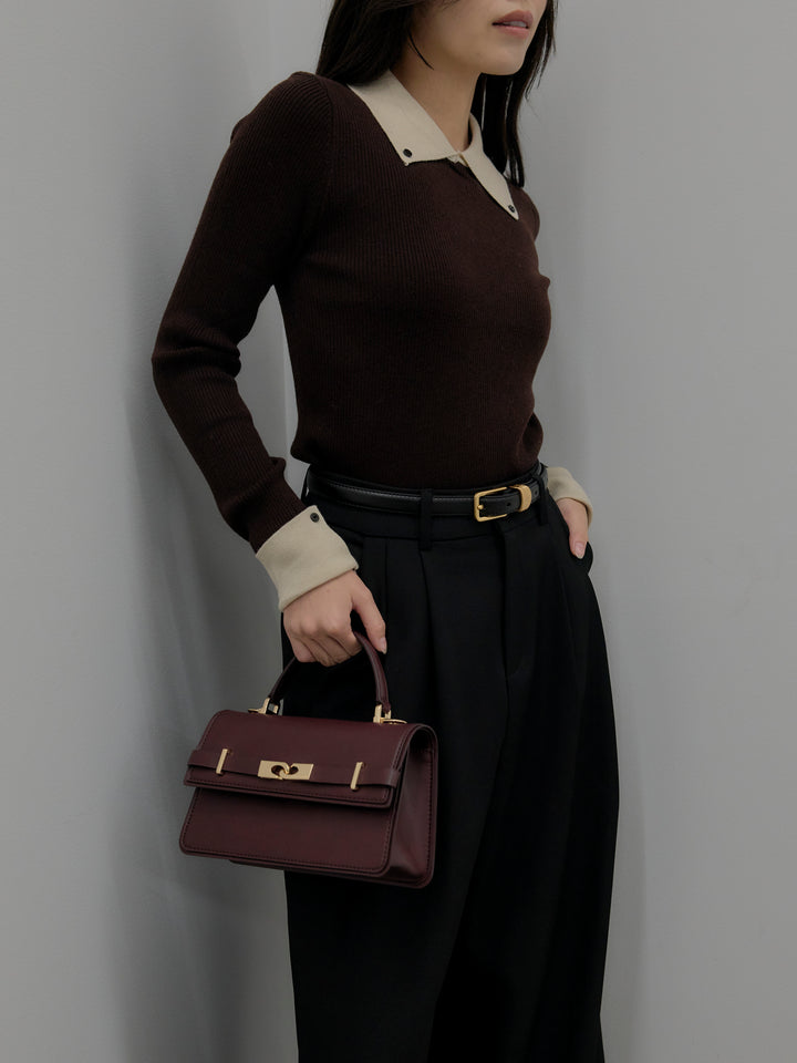 配色カフスニットポロ