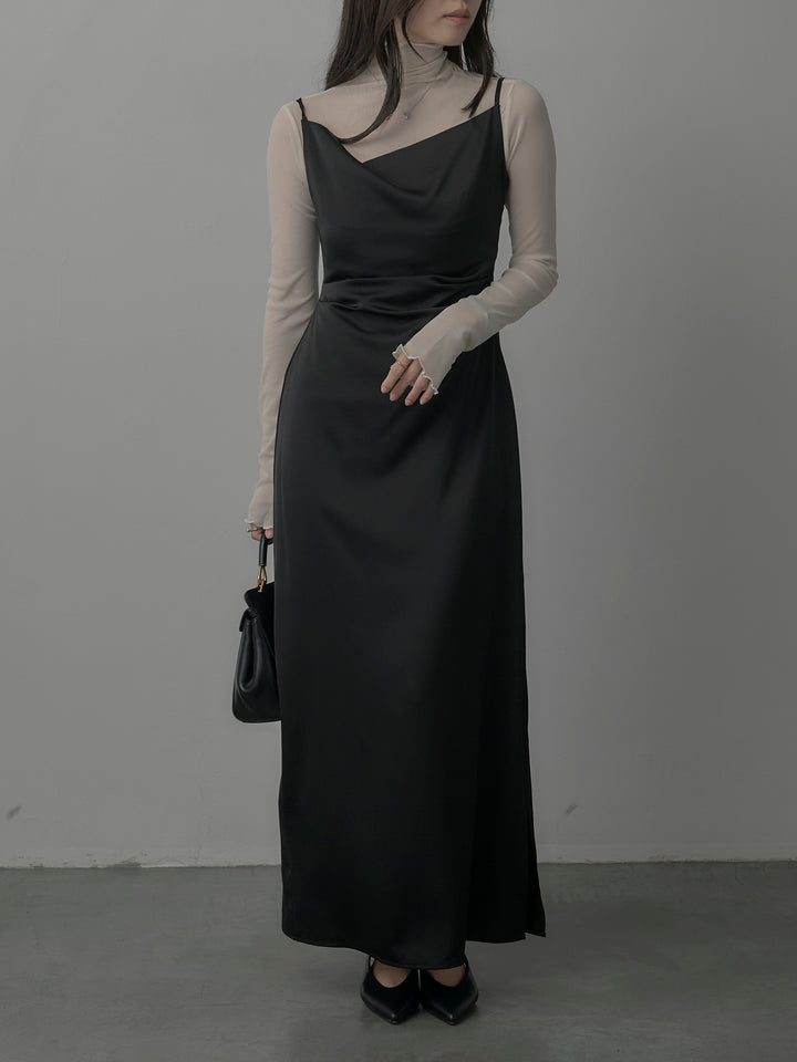 【SET】メロウフリルシアートップス+【Essential】サテンドレープキャミワンピ(2set)