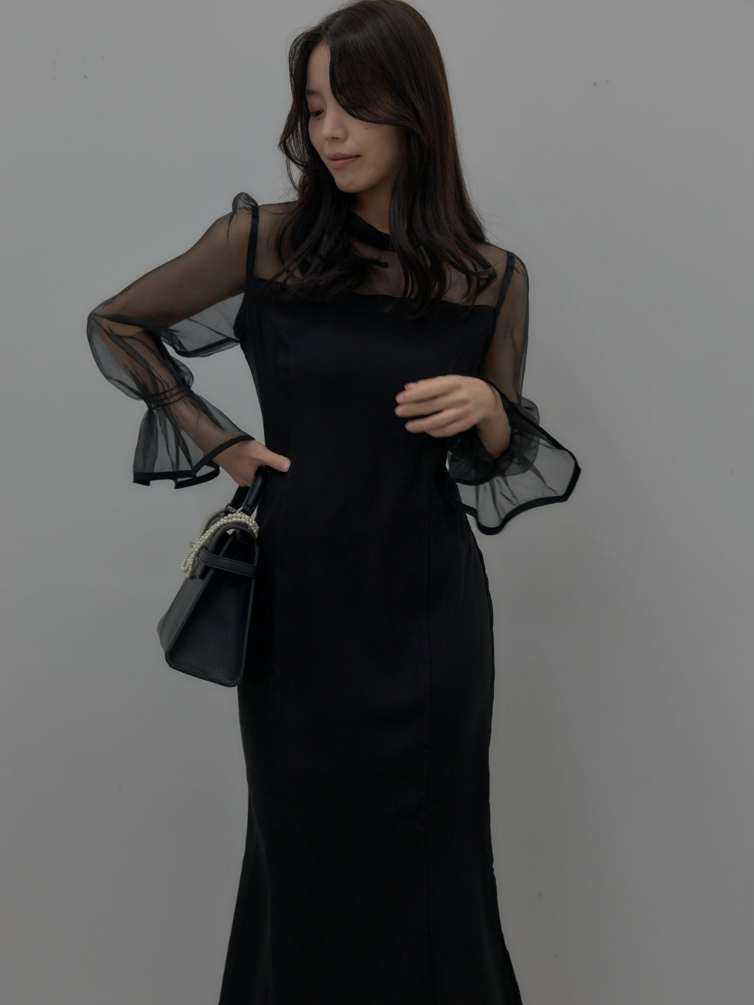 【essential】スタンドカラーマーメイドドレス