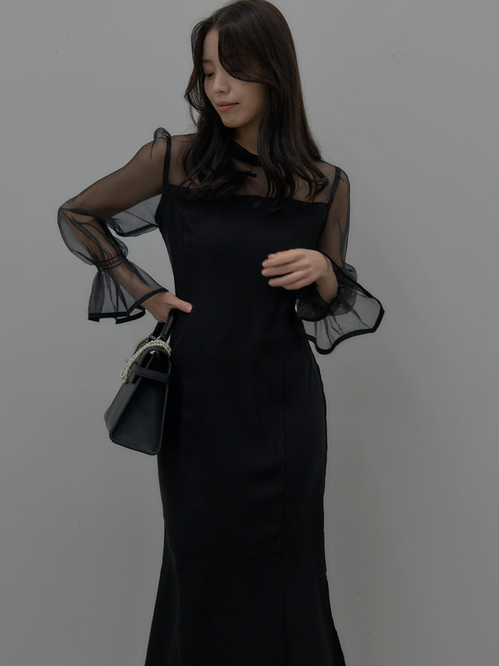 【essential】スタンドカラーマーメイドドレス