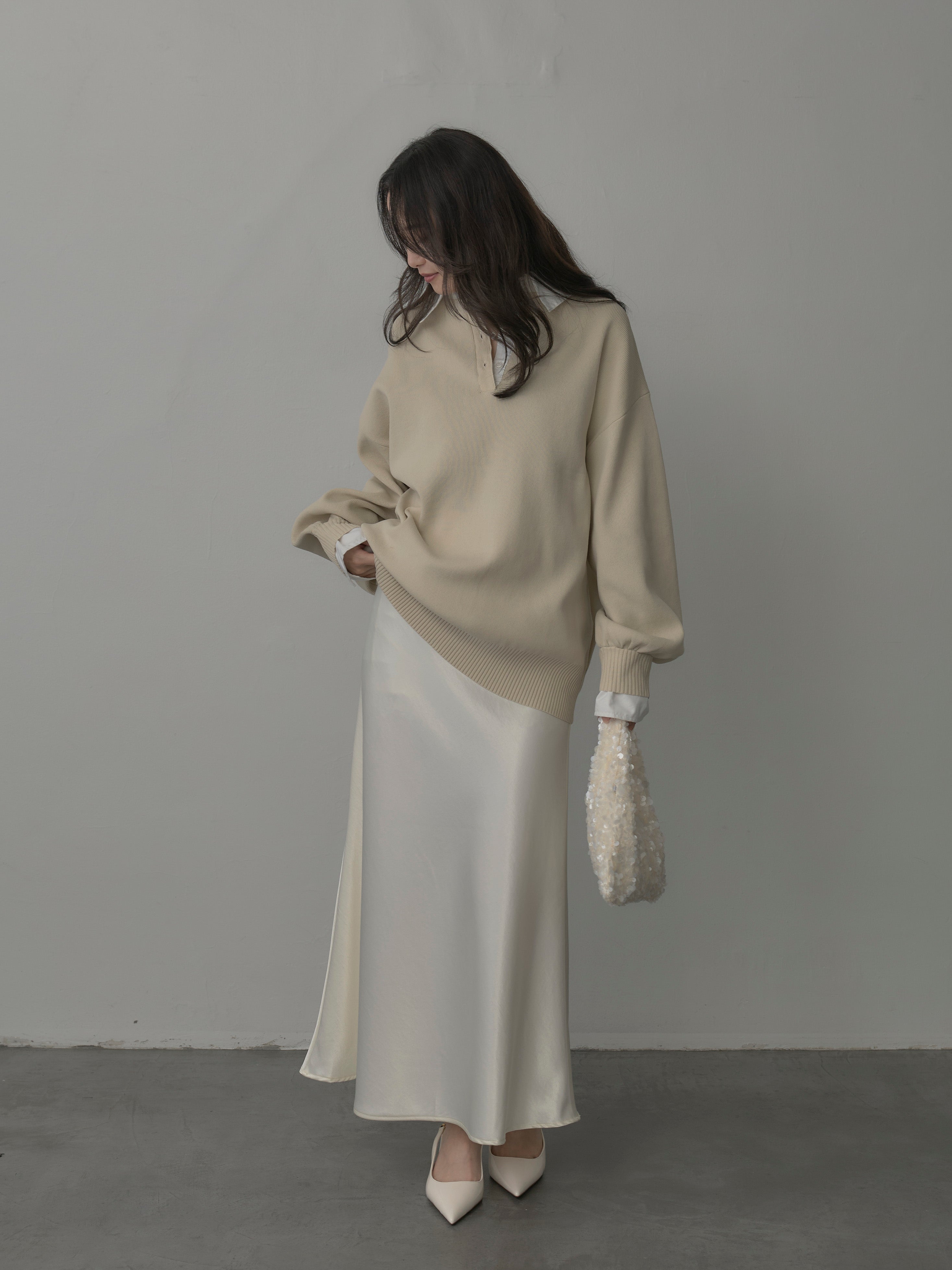 nairo ナローAラインサテンスカート アイボリー　M 予約]ナローAラインサテンスカート – nairo