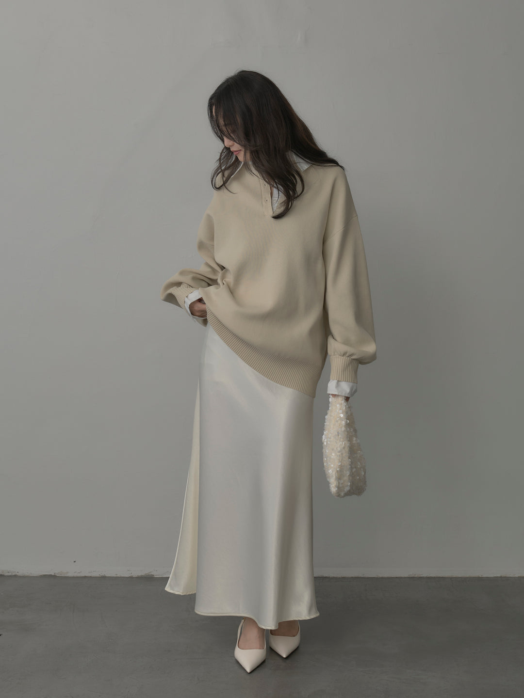 [予約]ナローAラインサテンスカート