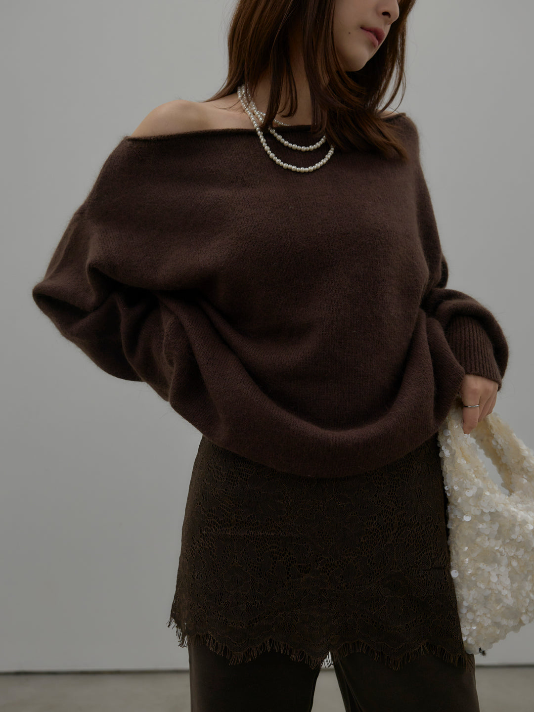 【premium touch】2wayショルダーニットプルオーバー