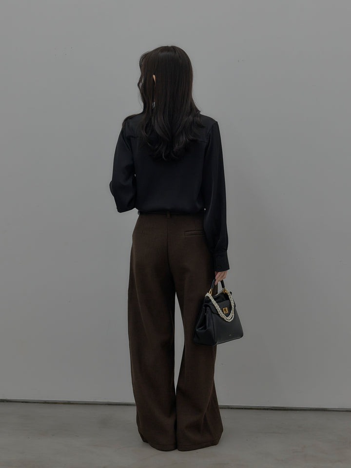 裏起毛デザインワイドパンツ