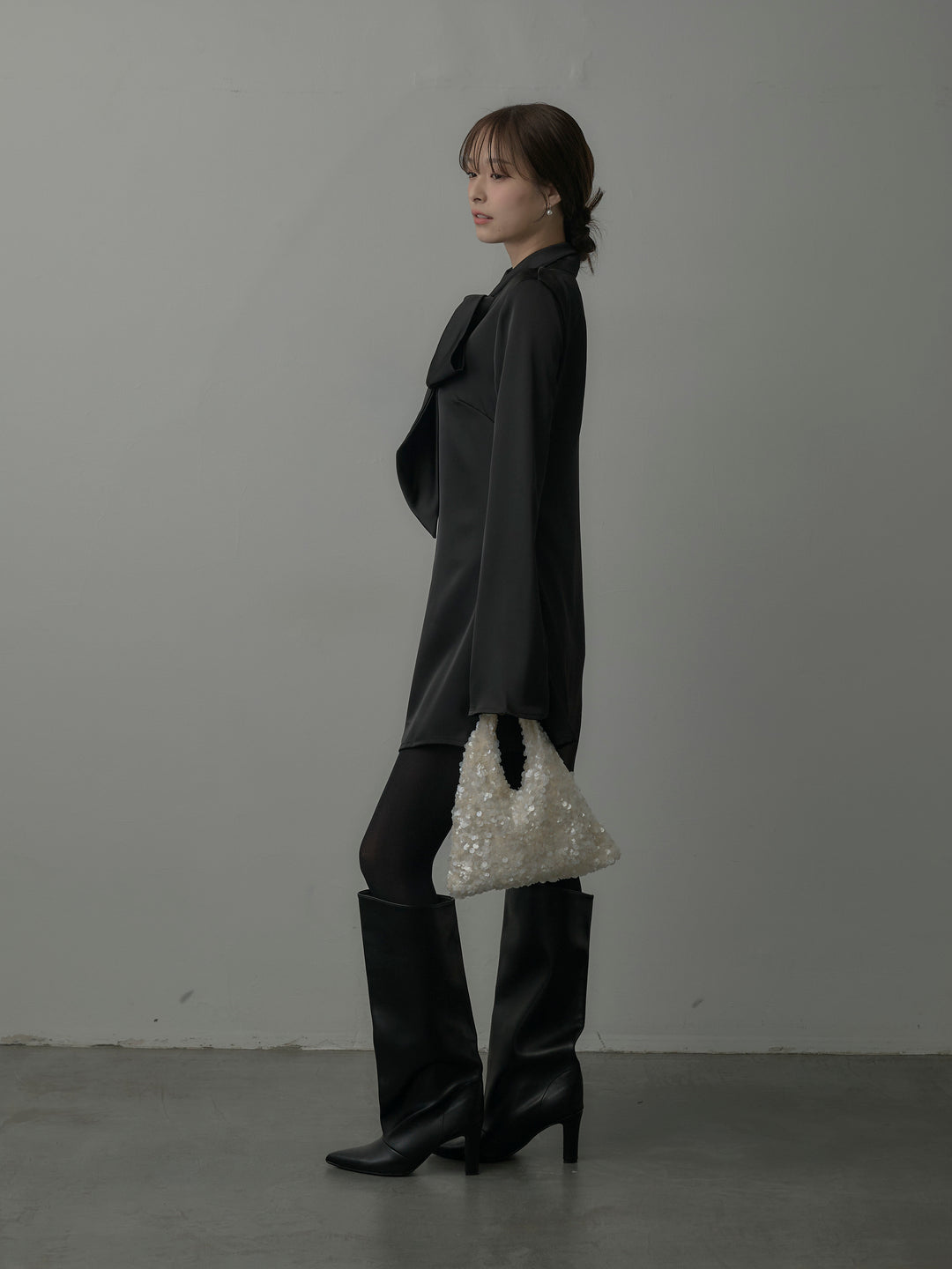 ボウタイサテンミニワンピース