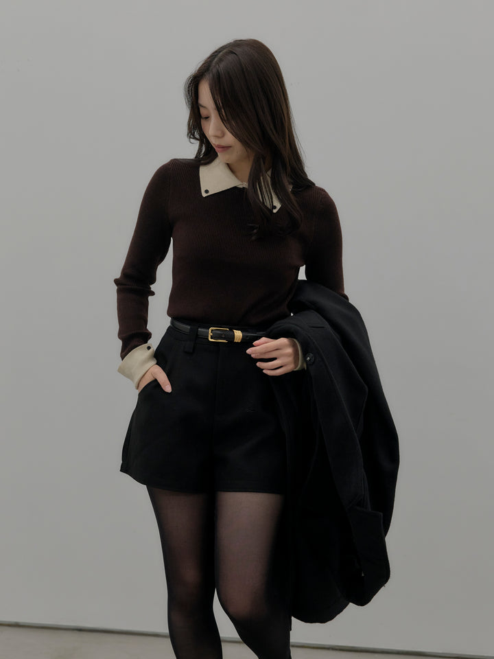 配色カフスニットポロ