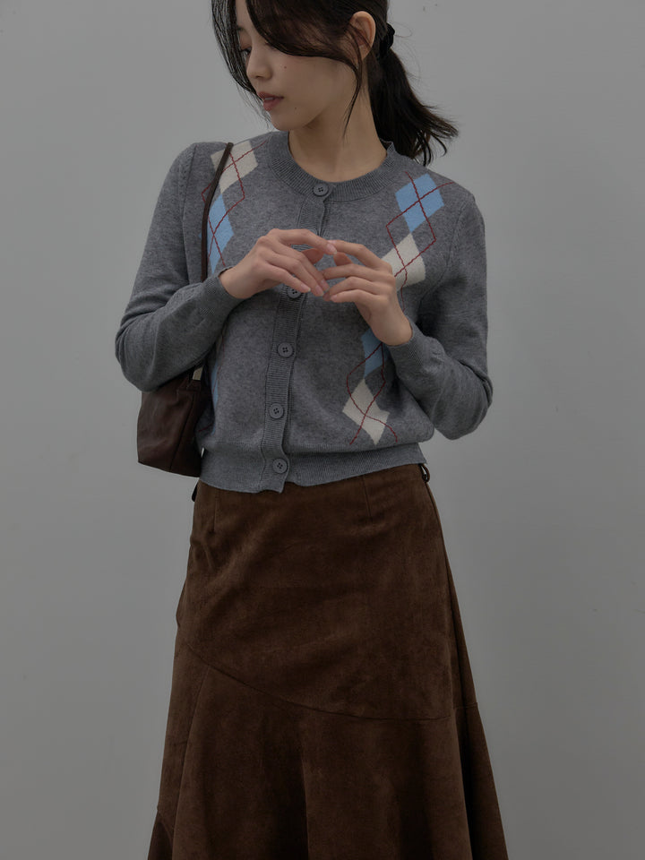 アーガイル柄ニットカーディガン