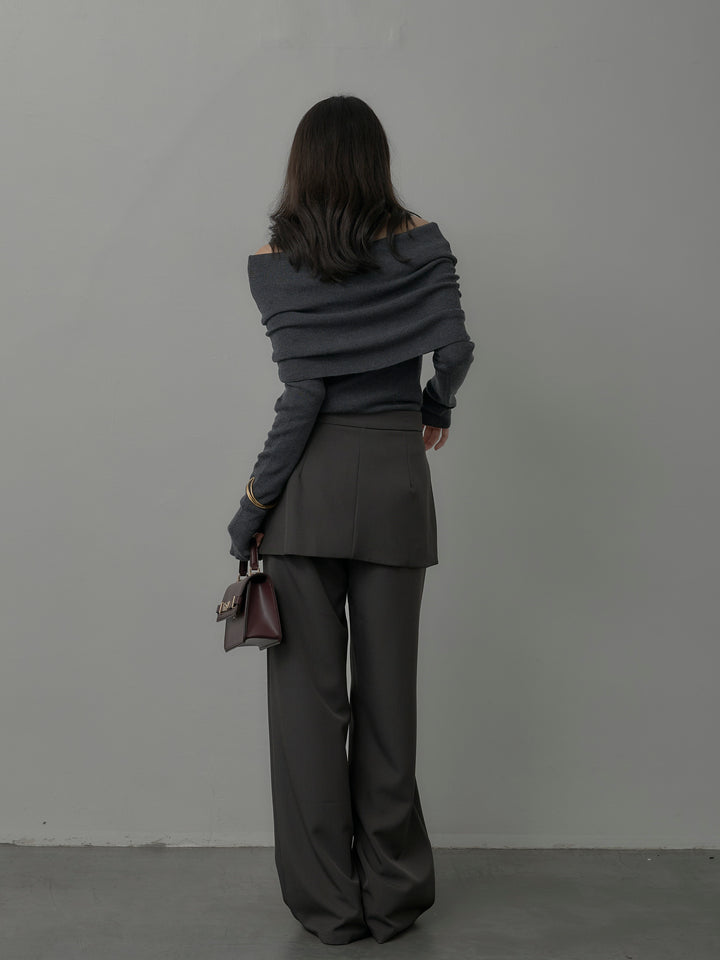 [予約]オフショルリブニットトップス