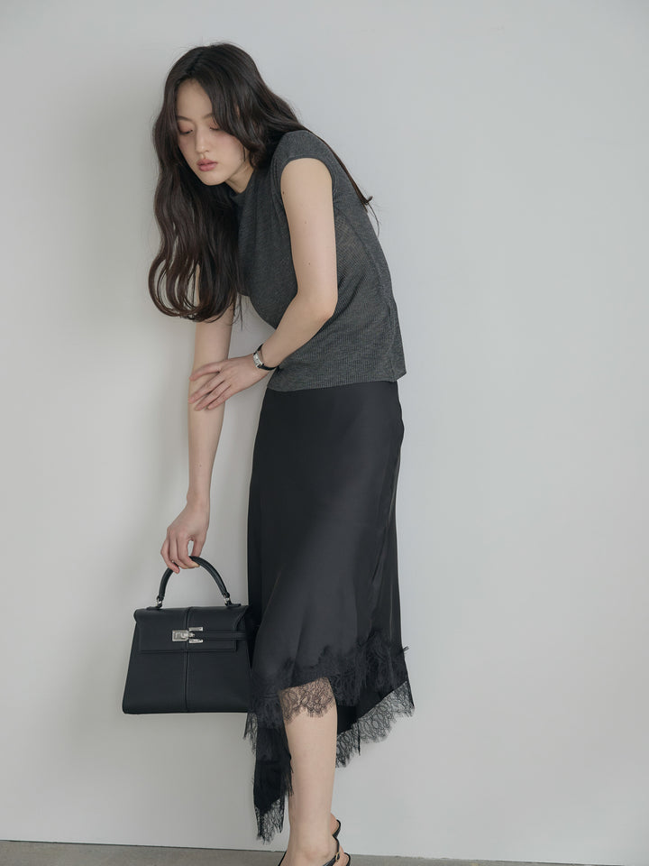 プチハイネックフレンチスリーブカットソー