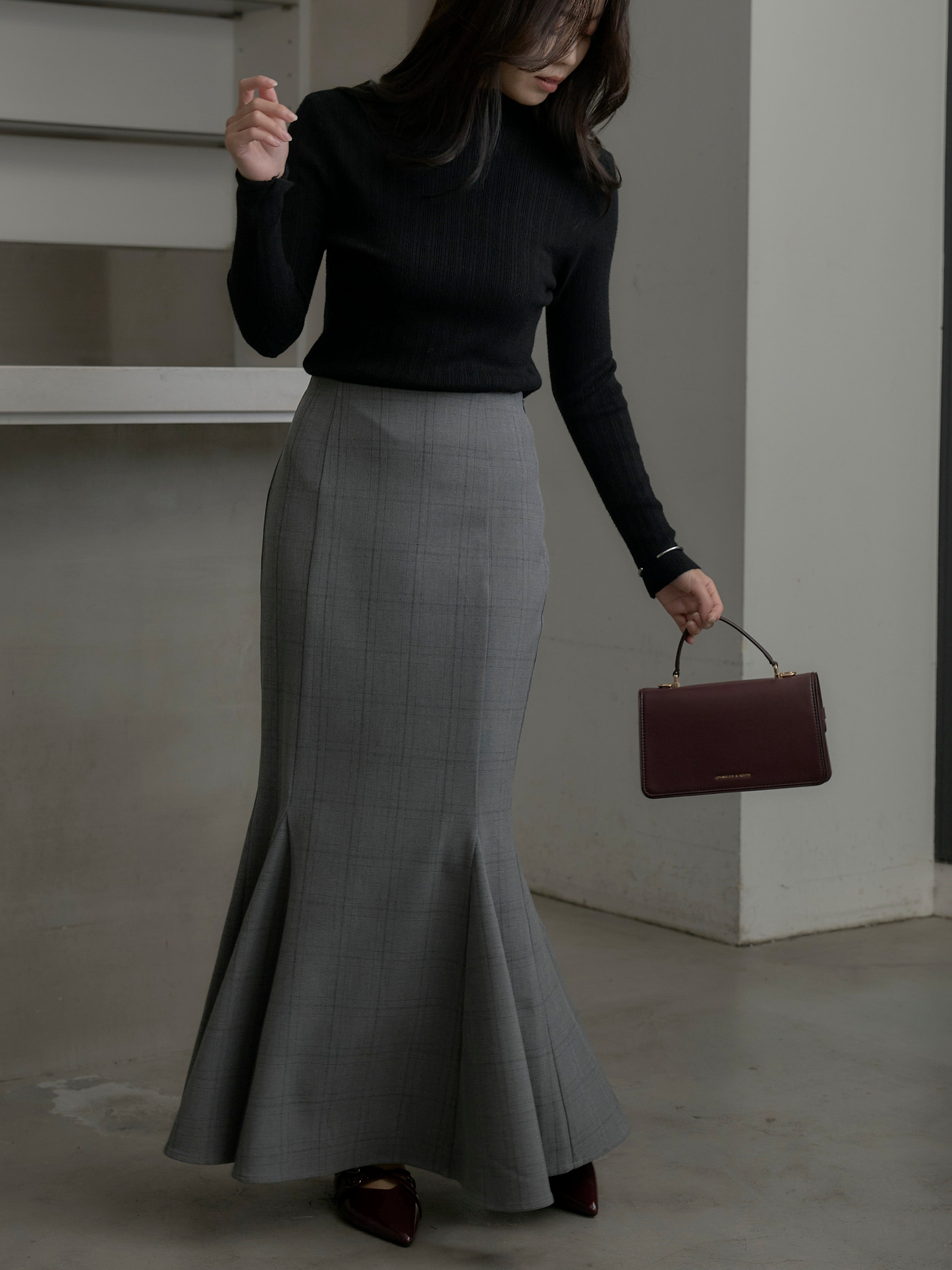 テーラーメイド　タートルネックニット×プリーツスカート YC711 セットアップ♡ タートルネックニットとプリーツロングスカート