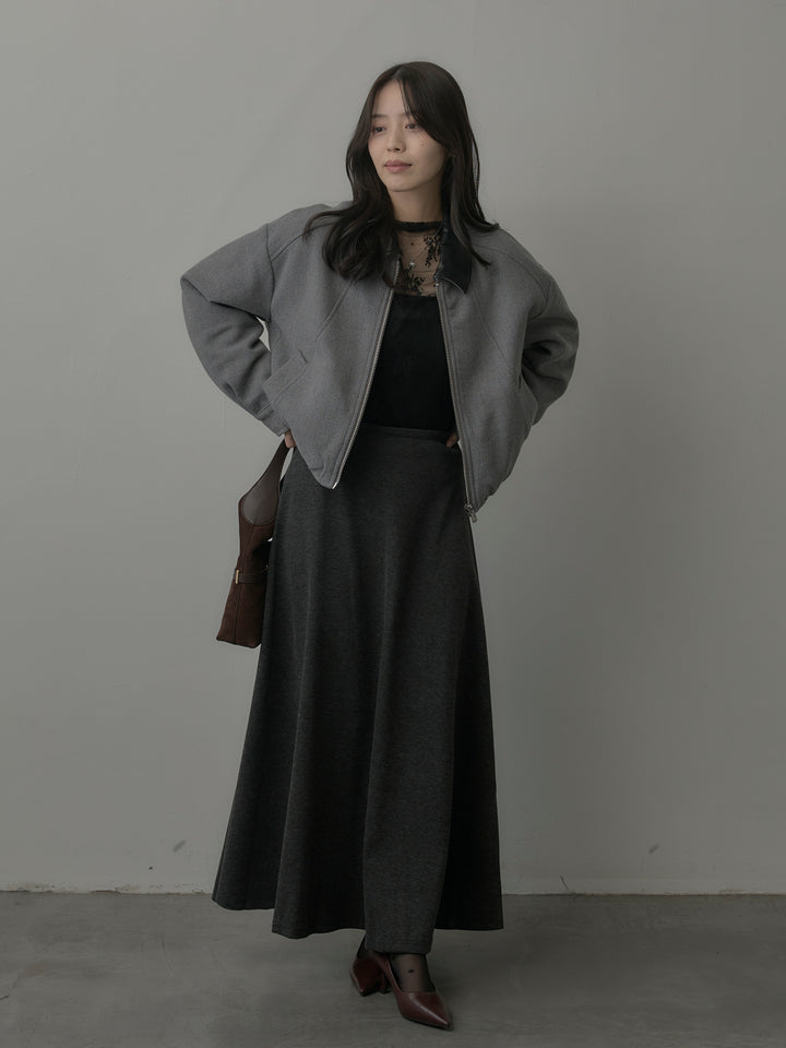 レザー襟ウール混ジップアウター