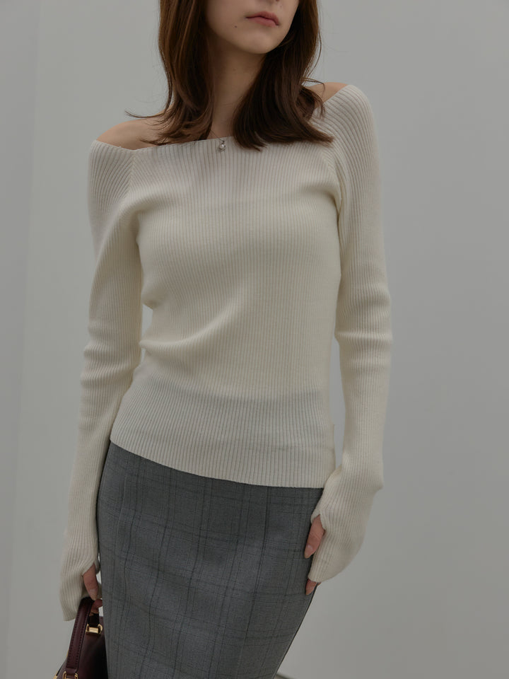 【SET】キルティングライナーウールミディアムコート+スクエアネックリブニット(2set)