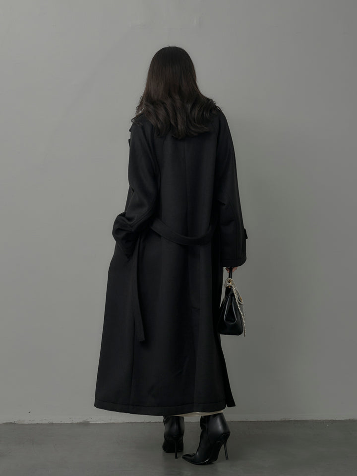 【SET】【Essential】ソフトウールリバートレンチコート+【Essential】サテンドレープキャミワンピ(2set)