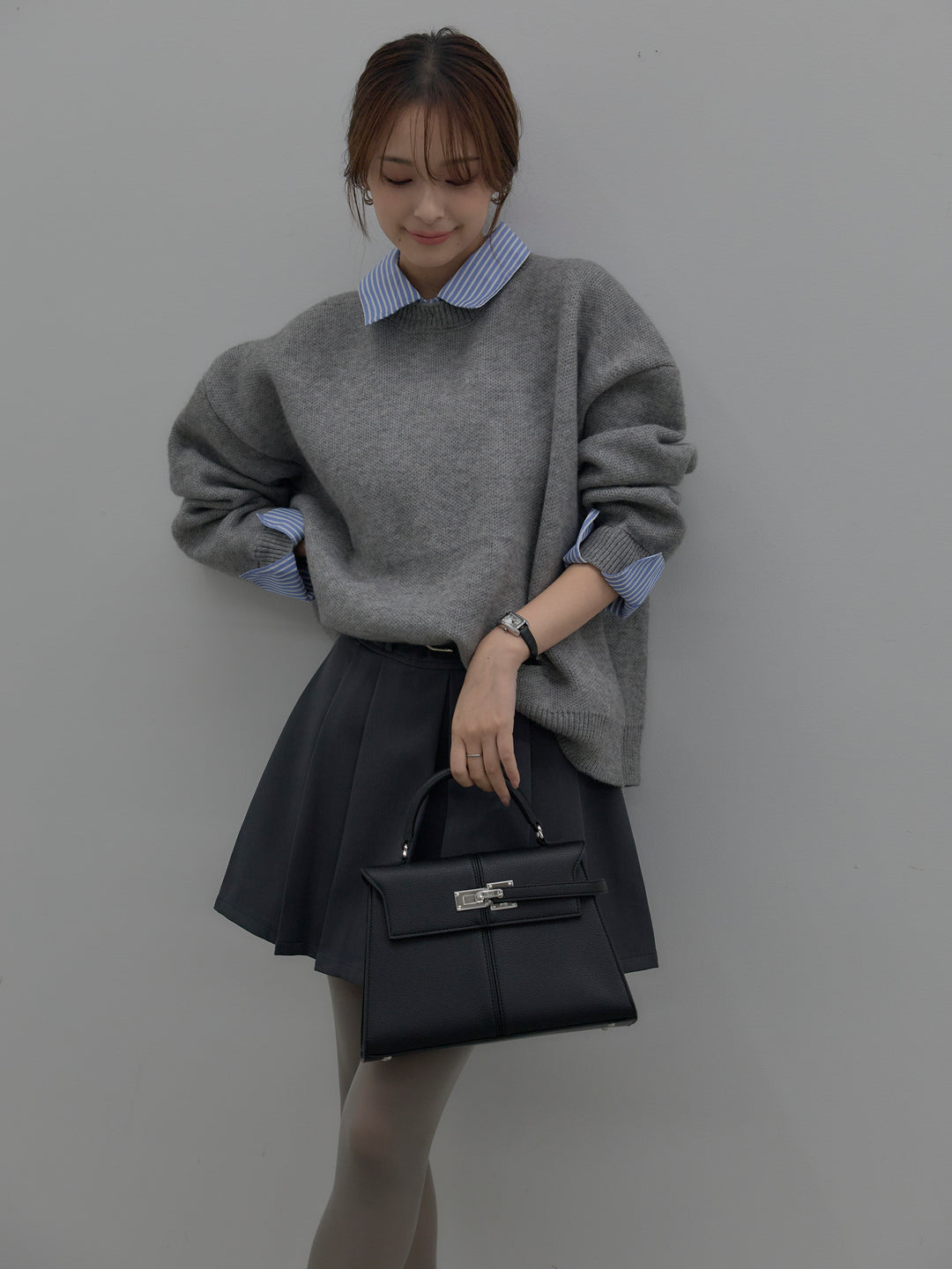 ベルト付きプリーツミニスカート