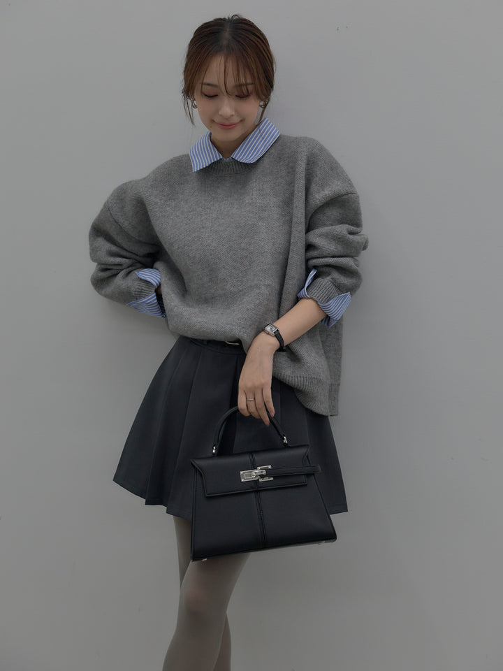 ベルト付きプリーツミニスカート