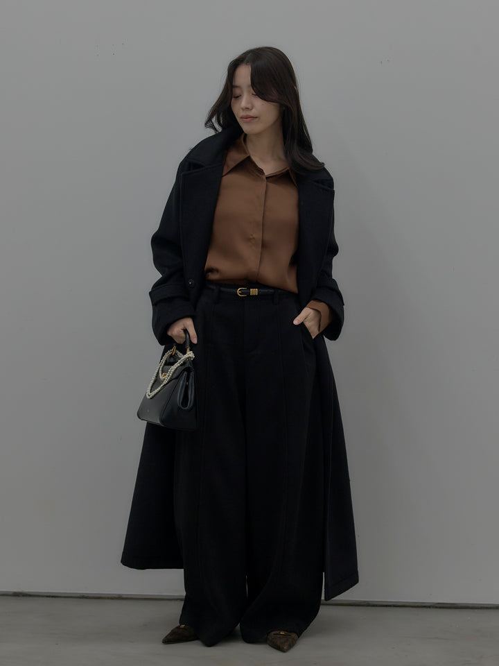 裏起毛センターシームタックワイドパンツ