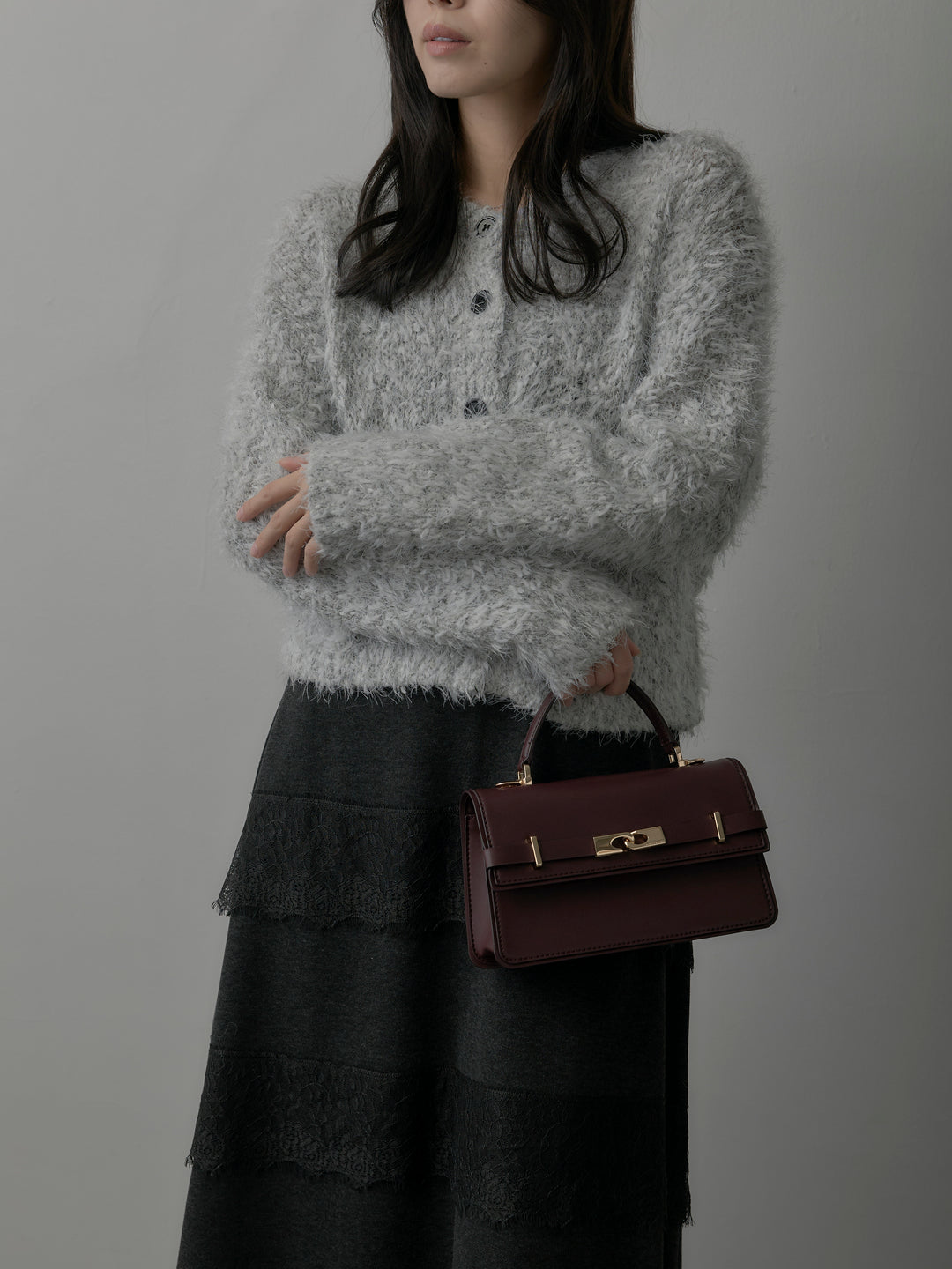 フェザーループニットカーディガン