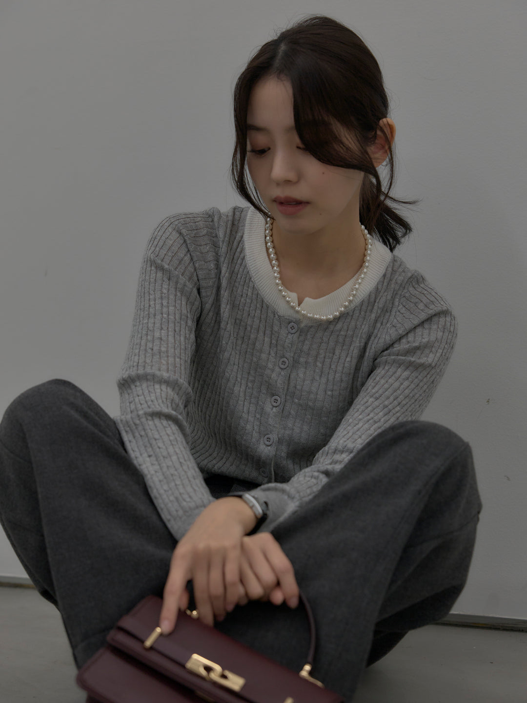 裏起毛デザインワイドパンツ