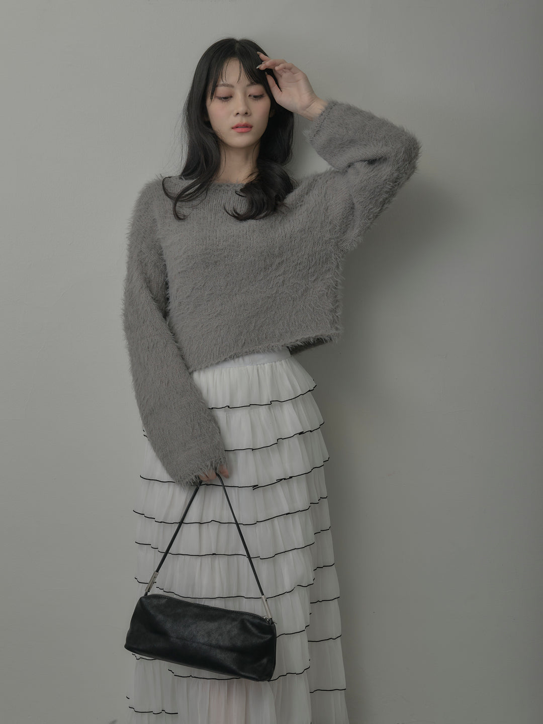 バイカラーフリルチュールスカート