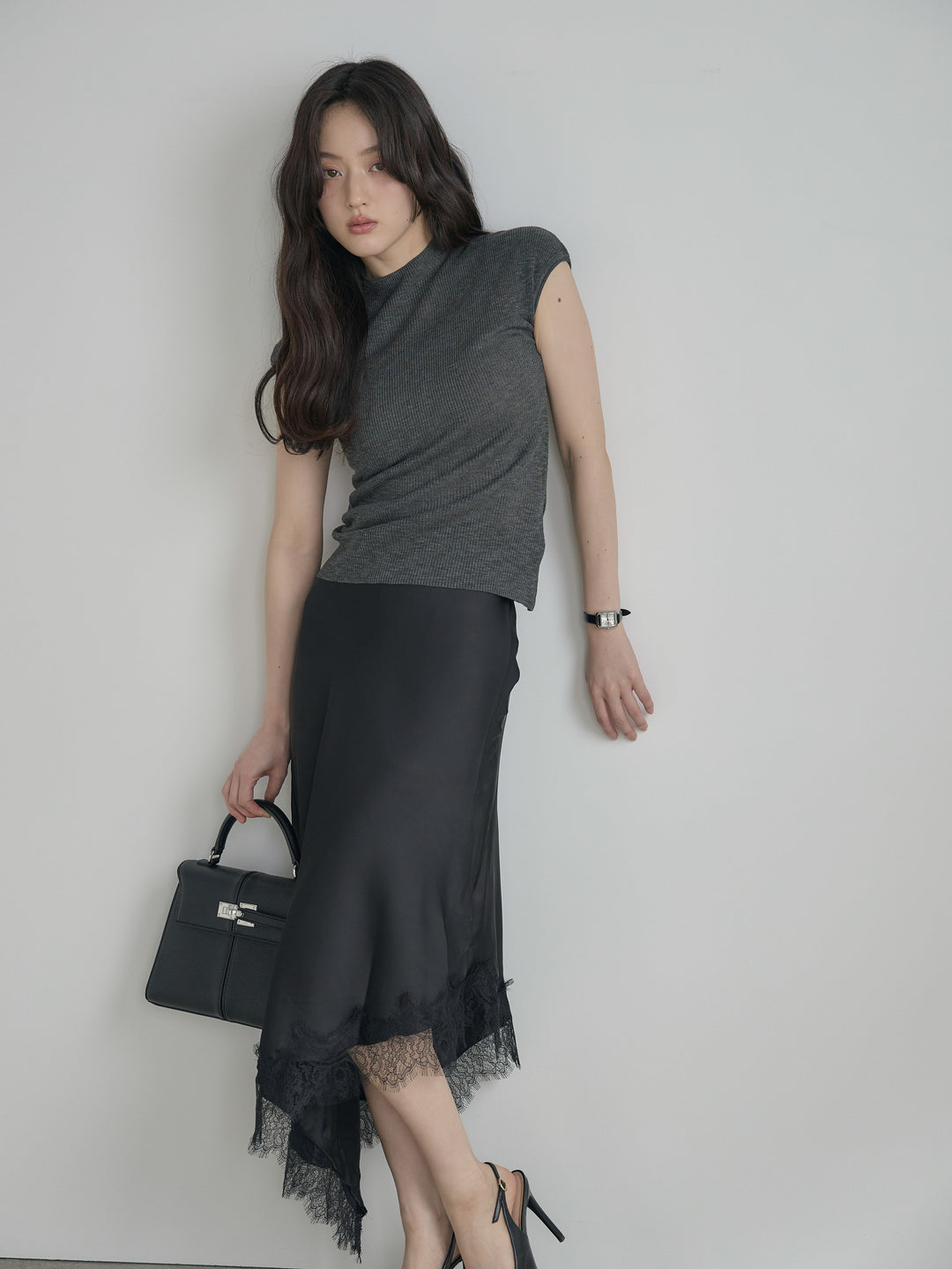 プチハイネックフレンチスリーブカットソー