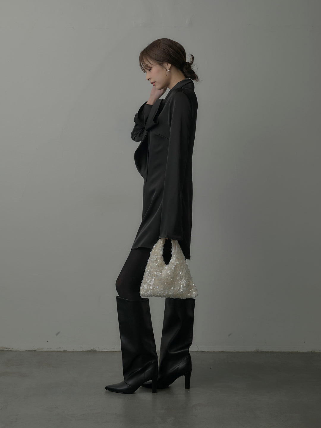 ボウタイサテンミニワンピース