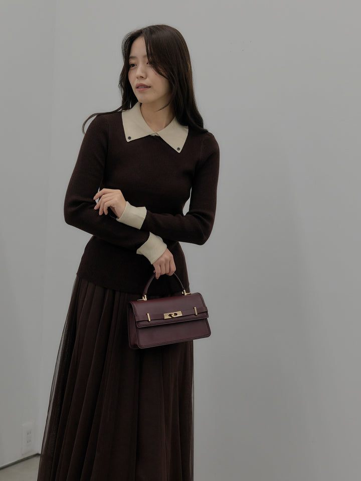 【SET】配色カフスニットポロ+配色カフスニットポロ(2set)