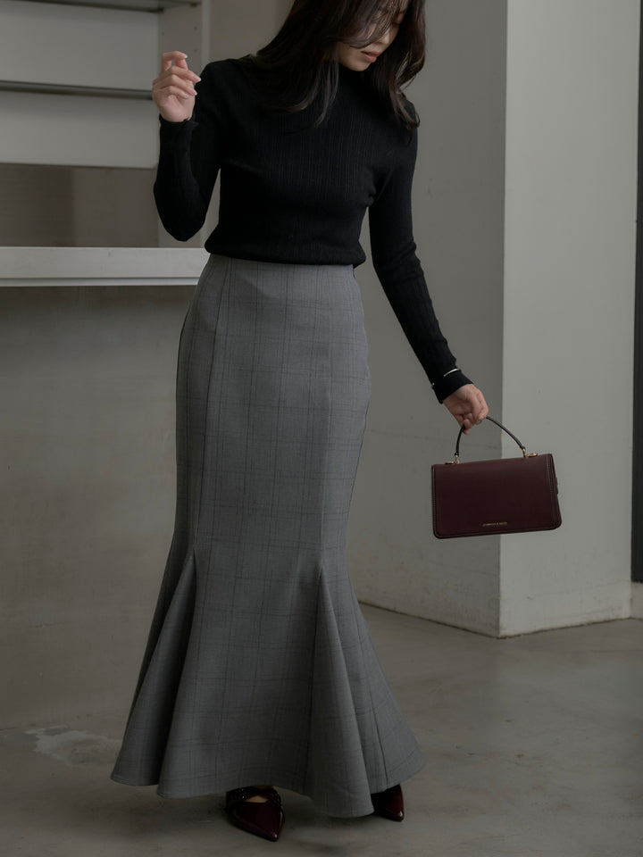 【Essential】チェック柄マーメイドスカート