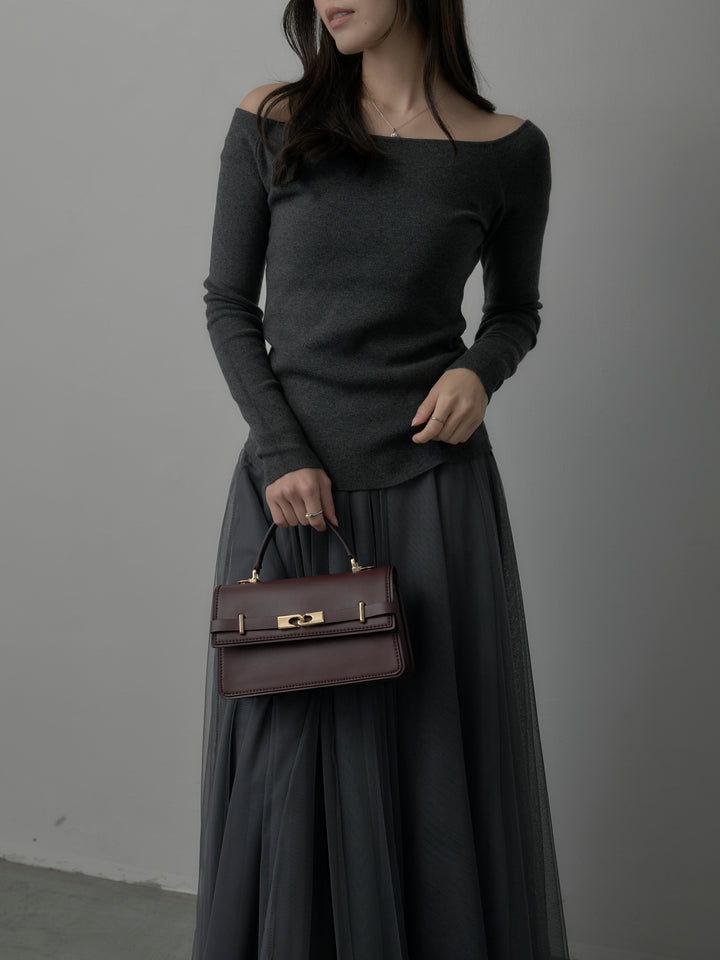 【SET】2wayリブニットポンチョトップス+ボリュームチュールスカート(2set)