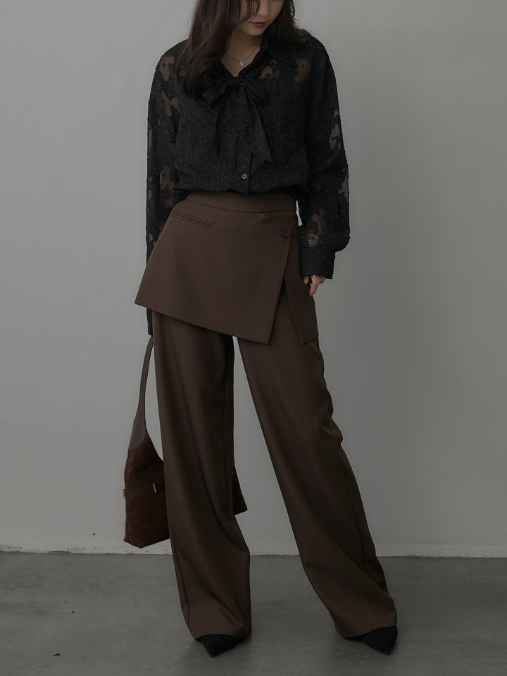 【SET】シアージャガードドットシャツ+ラップワイドパンツ(2set)