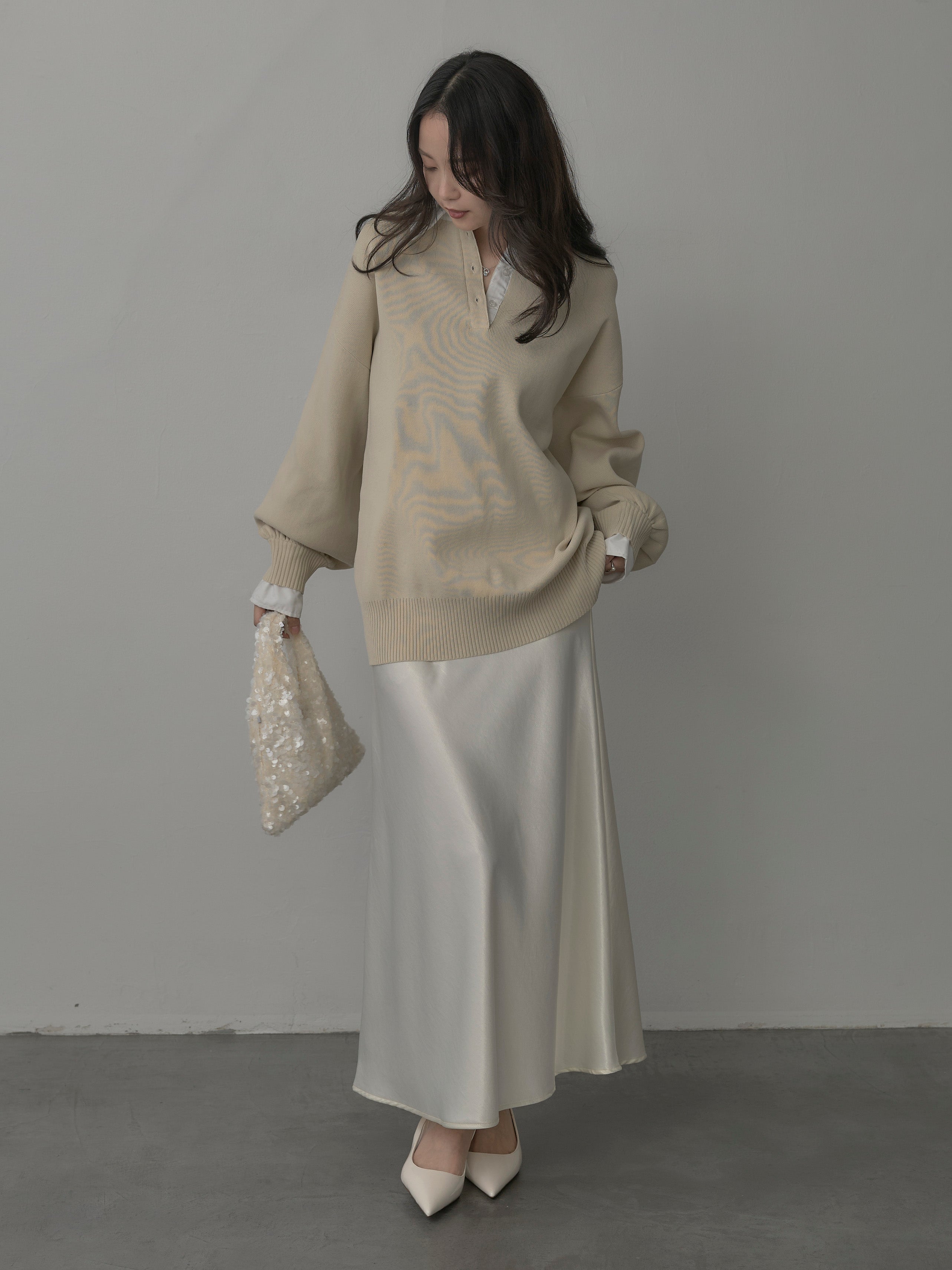 ナローAラインサテンスカート 新品未使用 予約]ナローAラインサテンスカート – nairo