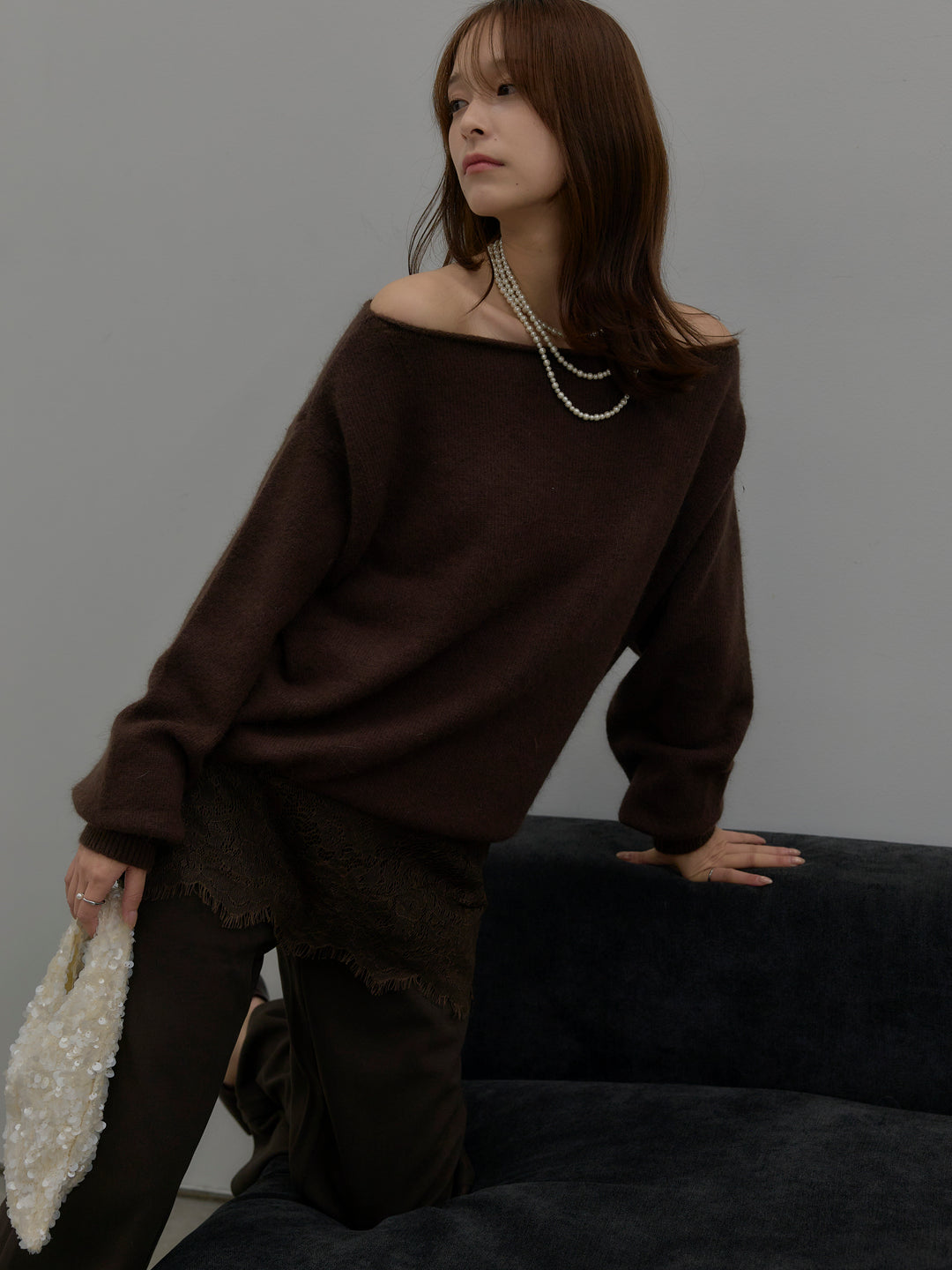 【premium touch】2wayショルダーニットプルオーバー