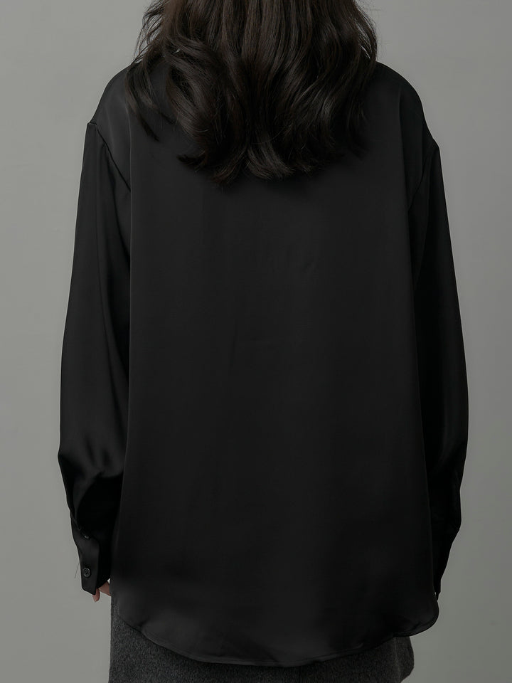 [予約]ケープ付きオーバーサテンシャツ